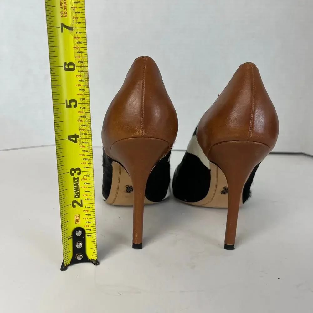 Sam Edelman Size 7 Cow Print Leather Heels Pointed Toe Pumps - Picture 8 of 10